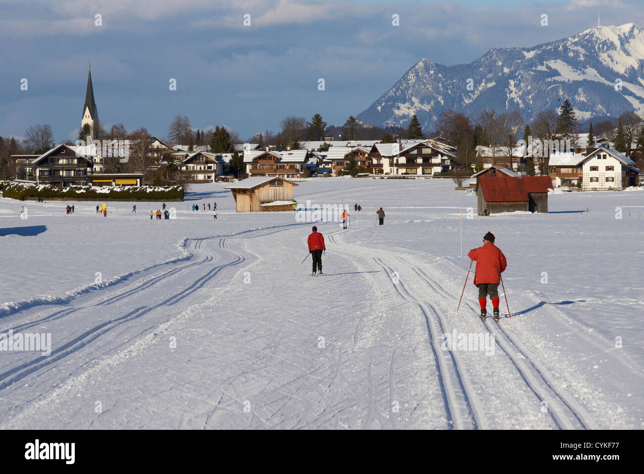 Langlaufen in die Strecken rund um Oberstdorf Stockfoto
