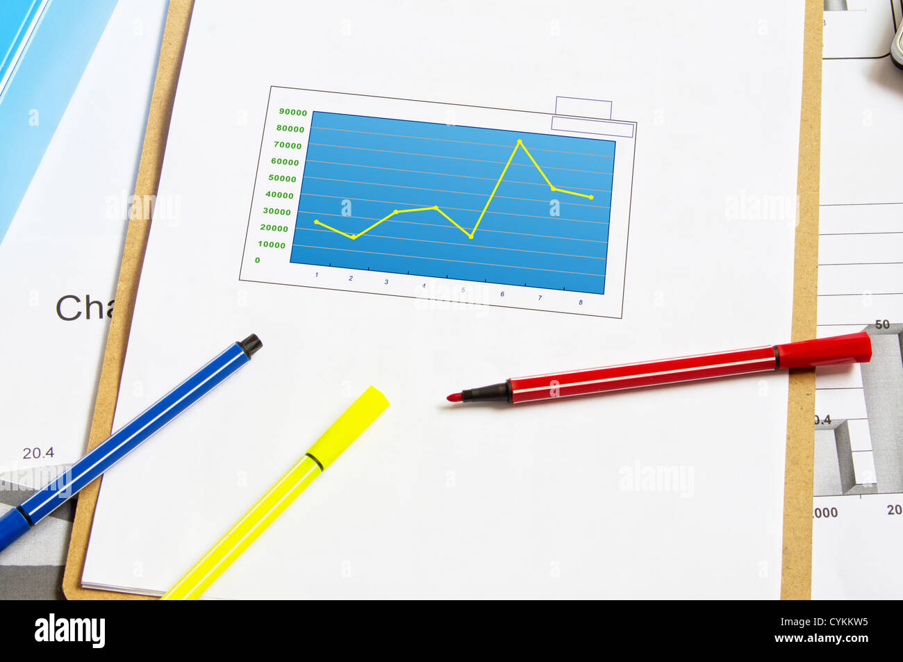 Close-up Business Financial Diagramm Graph. Stockfoto