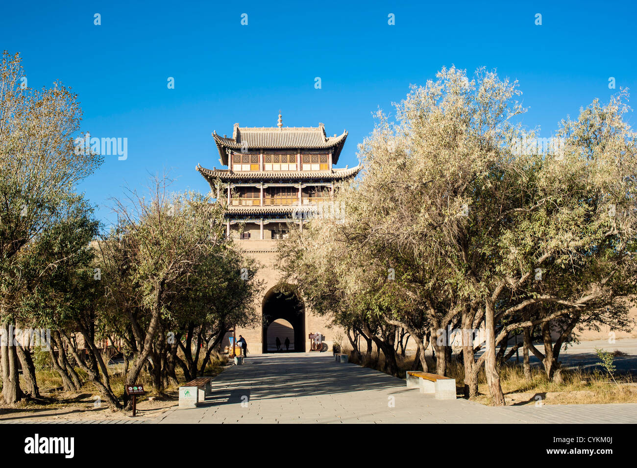 Im Inneren Jiayuguan Burg, Jiayuguan Stadt, China Stockfoto