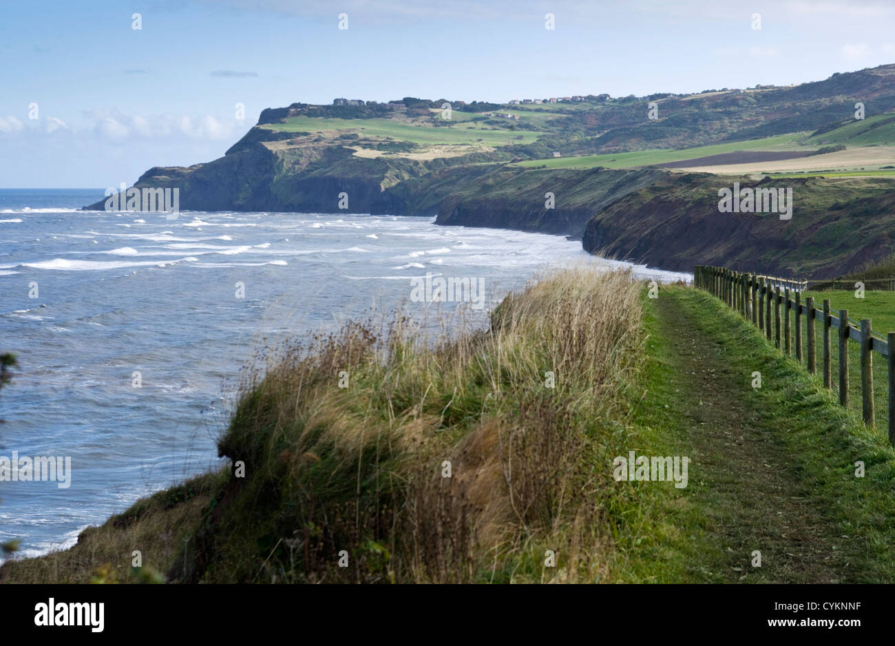 Blick in Richtung Ravenscar Cleveland unterwegs. Stockfoto