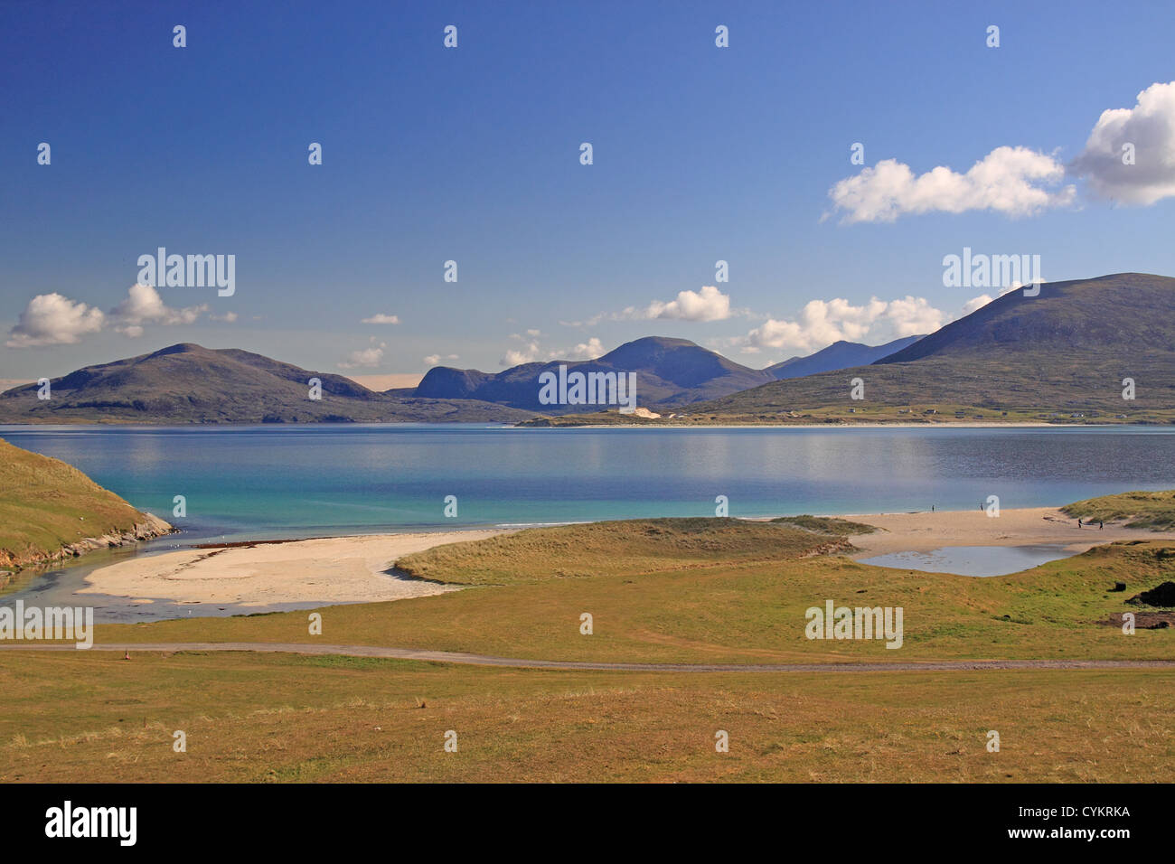 UK Schottland äußeren Inseln Isle of Harris Horgabost Bay und den Harris-Bergen Stockfoto