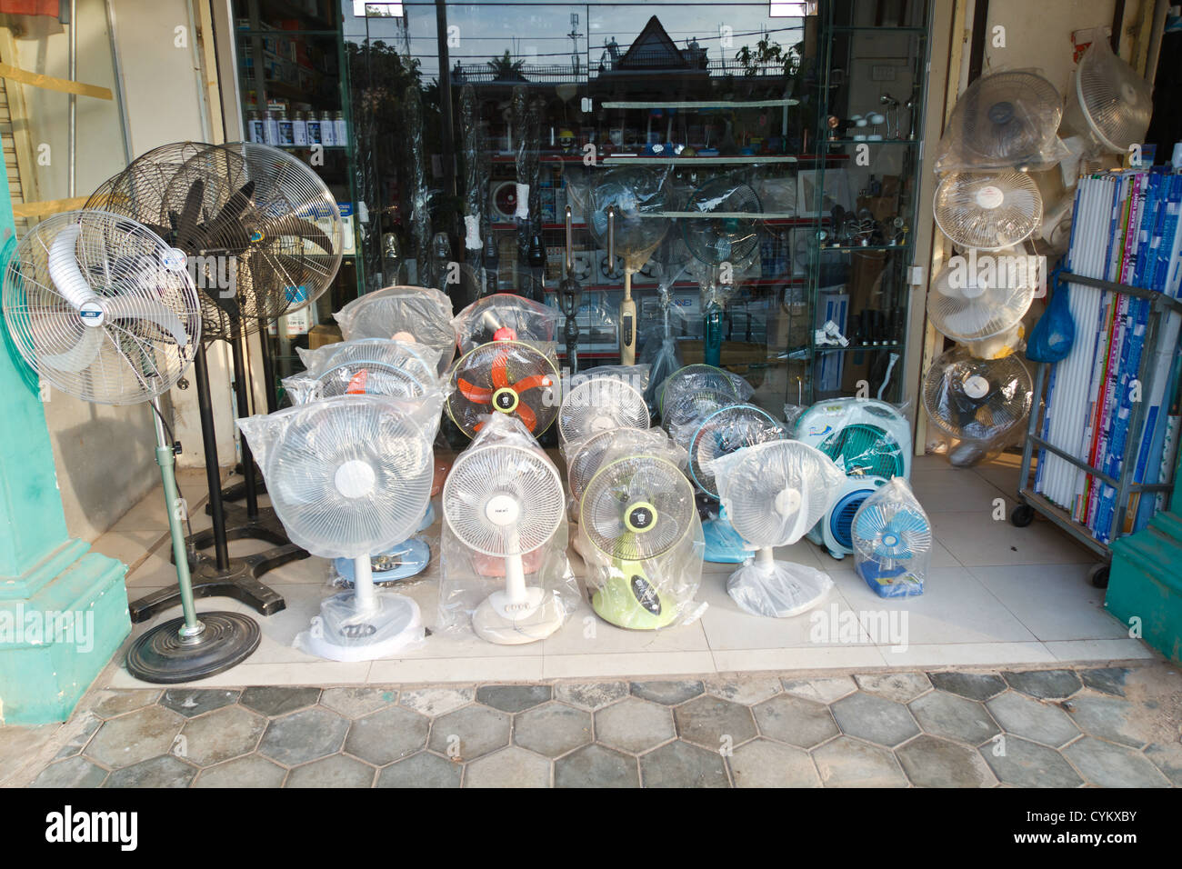 Shop für Ventilatoren in Siem Reap, Kambodscha Stockfoto