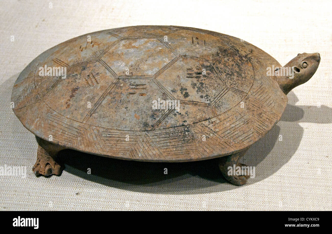 Tuschereibstein und Abdeckung in Form einer Schildkröte Sui und Tang Dynastie 6.-7. China Stockfoto