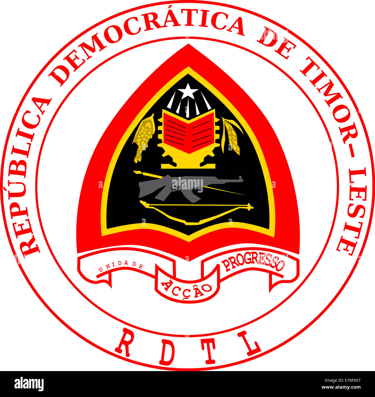 Wappen der Demokratischen Republik Timor-Leste - Osttimor. Stockfoto