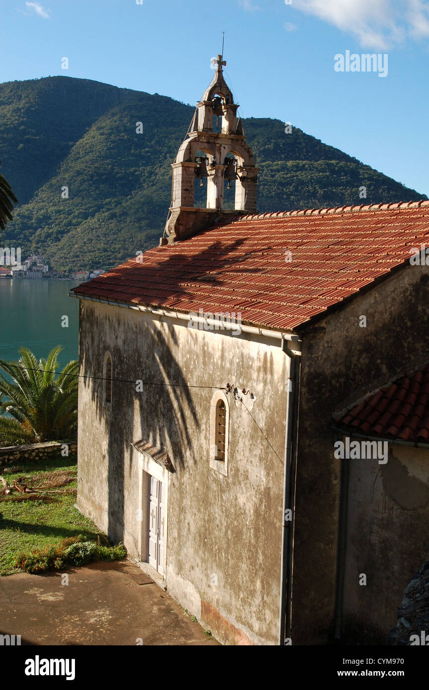 Kirche in Perast, Bucht von Kotor, Montenegro Stockfoto