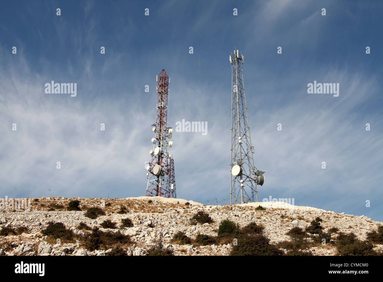 Kommunikation-Mast im Llogara Nationalpark in Albanien Stockfoto