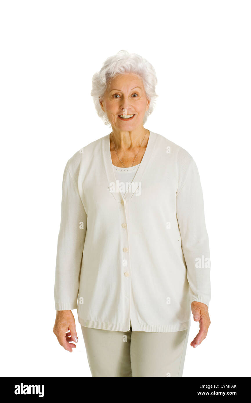ältere Frau lächelnd Stockfoto