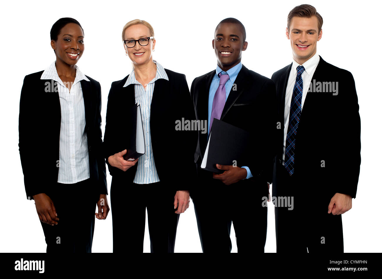 Gruppe von erfolgreichen Geschäftspartnern zusammen isoliert auf weißem Hintergrund Stockfoto