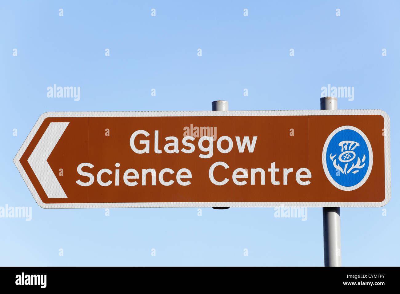 Glasgow Science Centre Richtungsschild, Schottland, Großbritannien Stockfoto