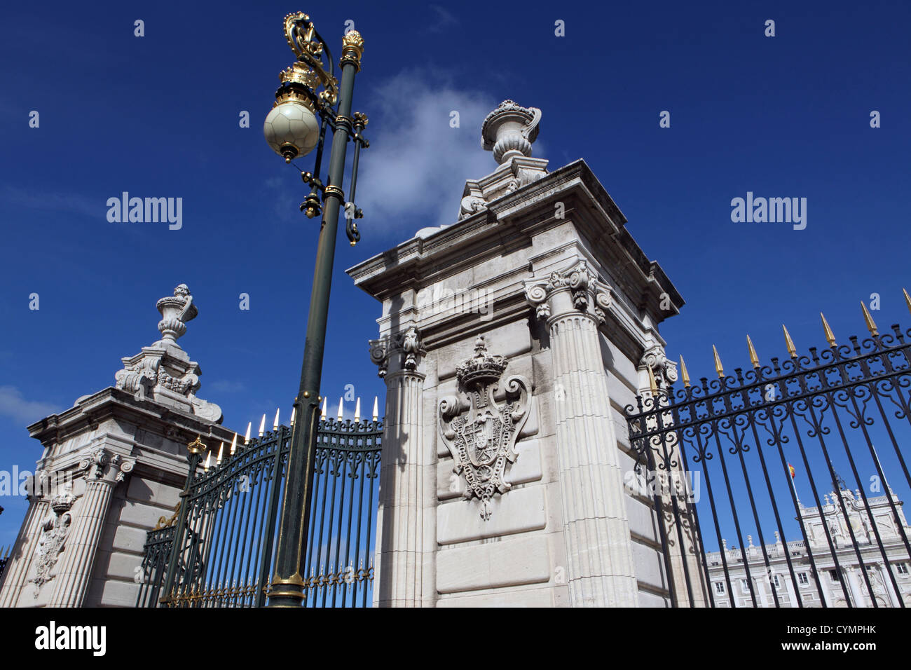 Toren des Palacio Real de Madrid, Royal Palace Madrid, Spanien. Außen Stockfoto