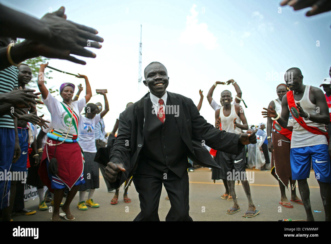 Tanz der Freude South Sudan Unabhängigkeit feiern Juba 9. Juli 2011 Stockfoto