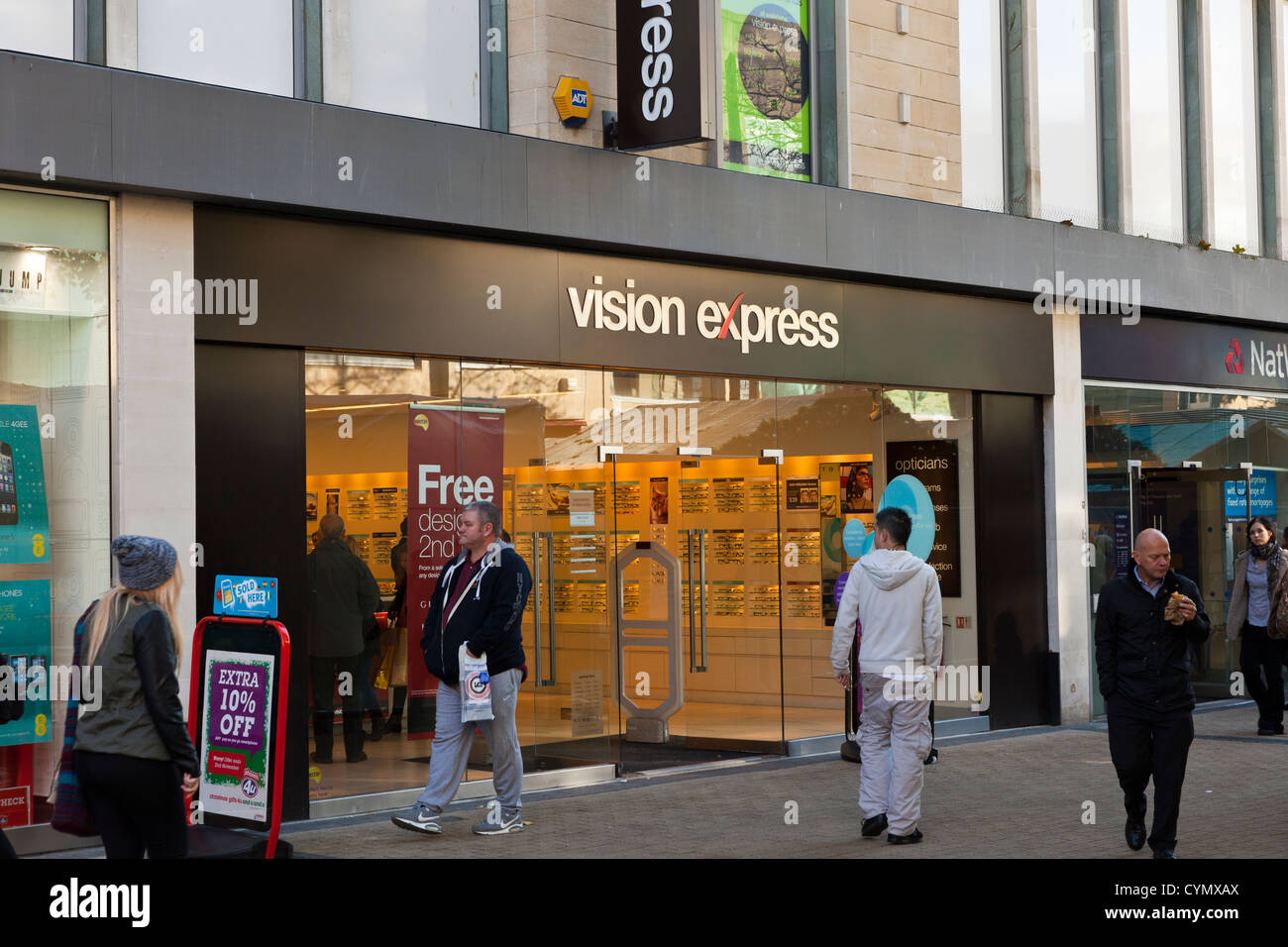 Vision express Einzelhandel Shop Outlet Store, Optiker, Bristol Lage im Stadtzentrum. Stockfoto
