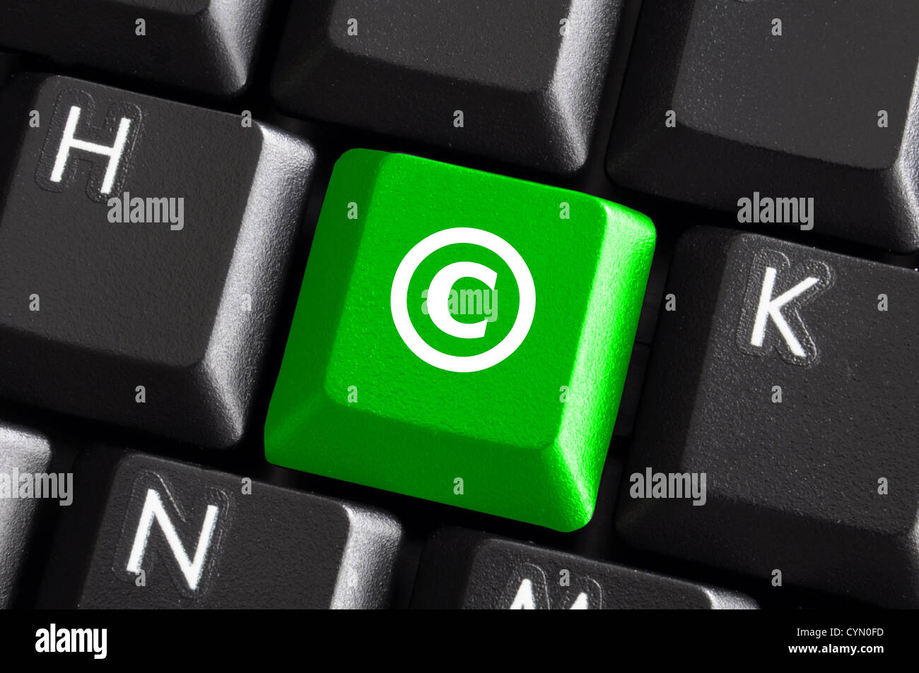 Copyright Konzept mit grüne Taste auf der Computertastatur Stockfoto