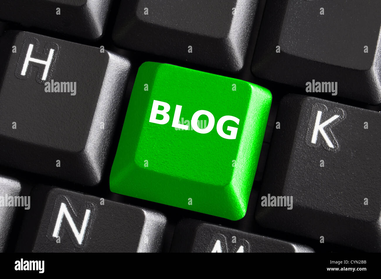 grüne Internet-Blog-Konzept mit Taste auf der Computertastatur Stockfoto