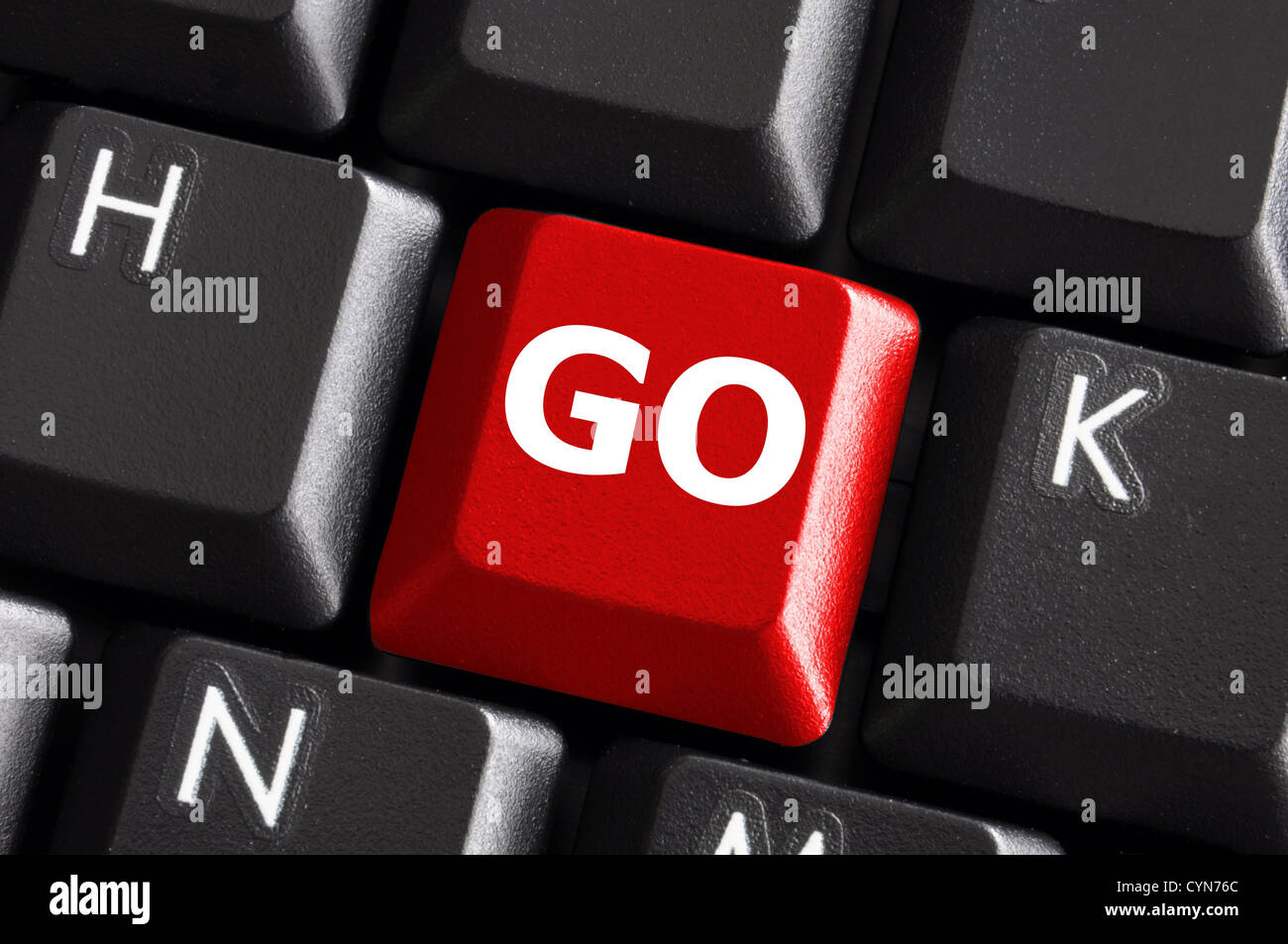 Wort auf einen roten Computer-Tastatur-Taste oder eine Schaltfläche schriftliche gehen Stockfoto