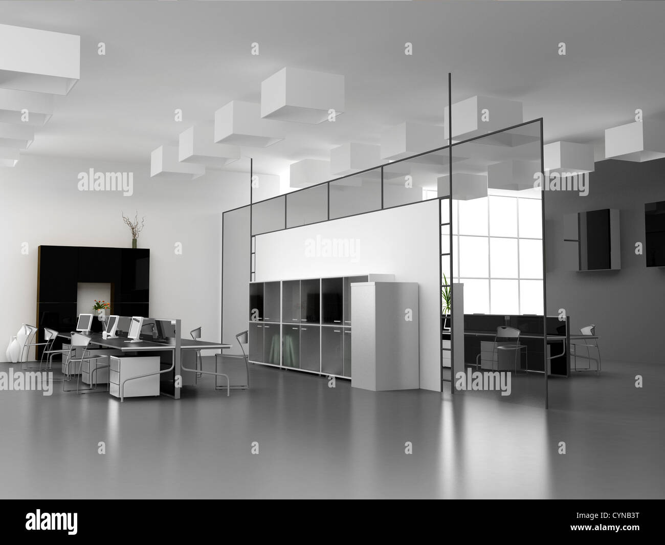 die moderne Büroeinrichtung design (3d Render) Stockfoto