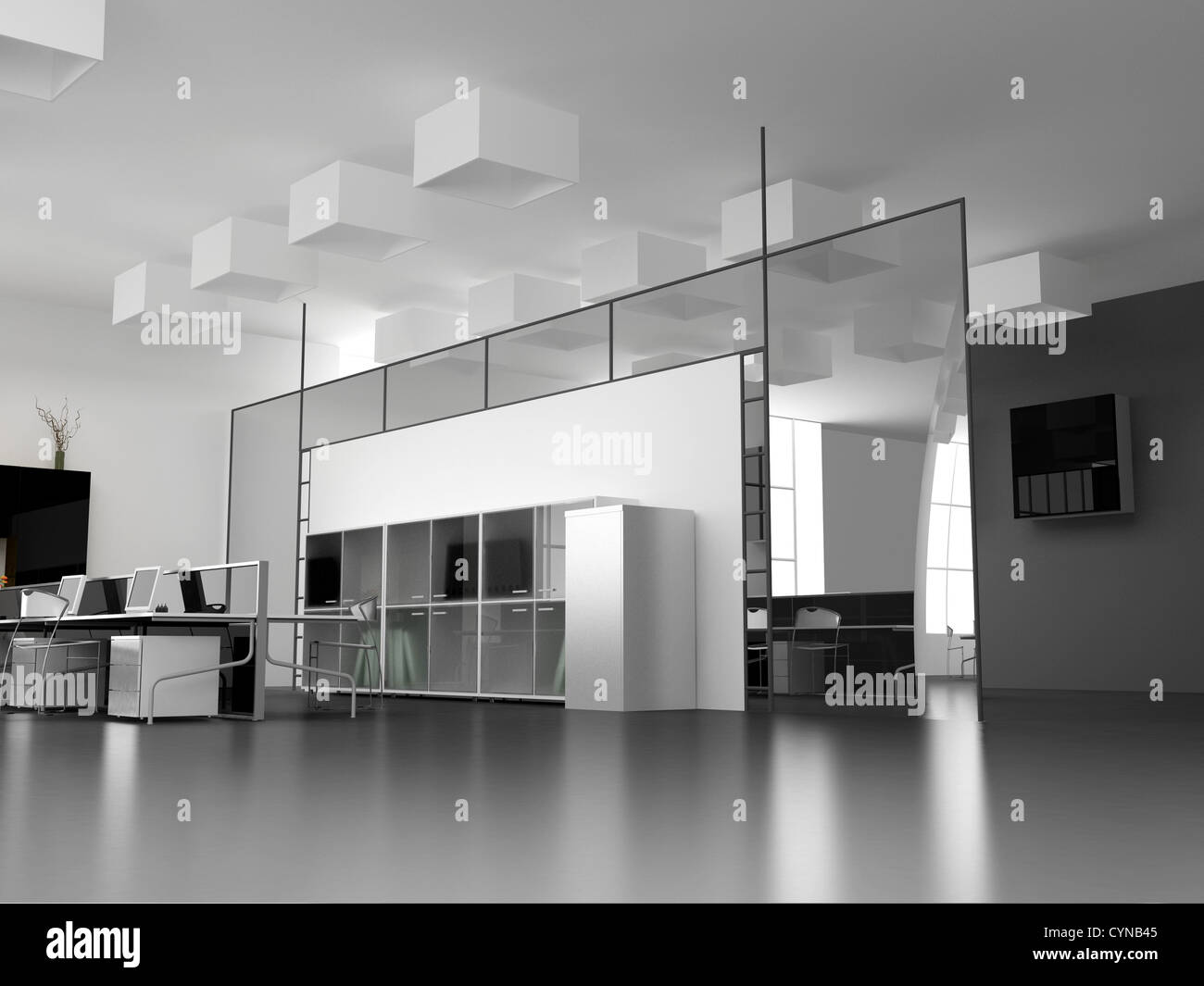 die moderne Büroeinrichtung design (3d Render) Stockfoto