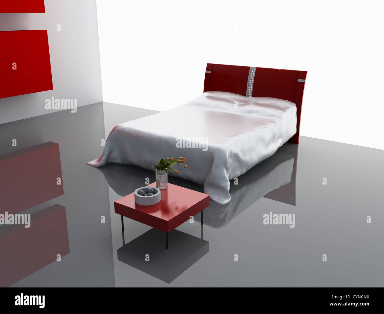 Moderne Schlafzimmer-Innenarchitektur (Computer - generierte Bild) Stockfoto