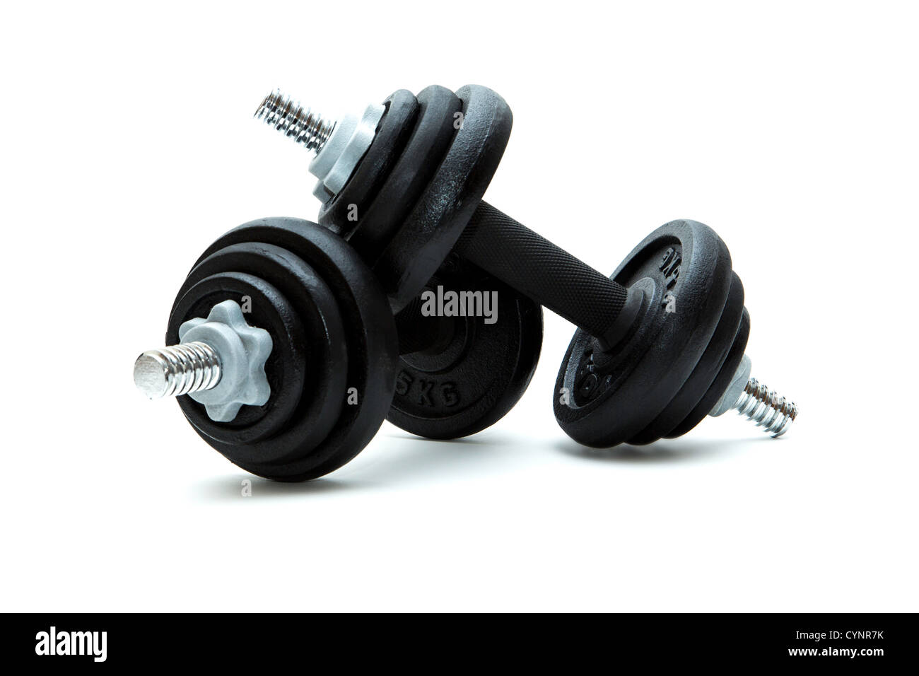 Isolierten Dumbbbells auf weißem Hintergrund Stockfoto