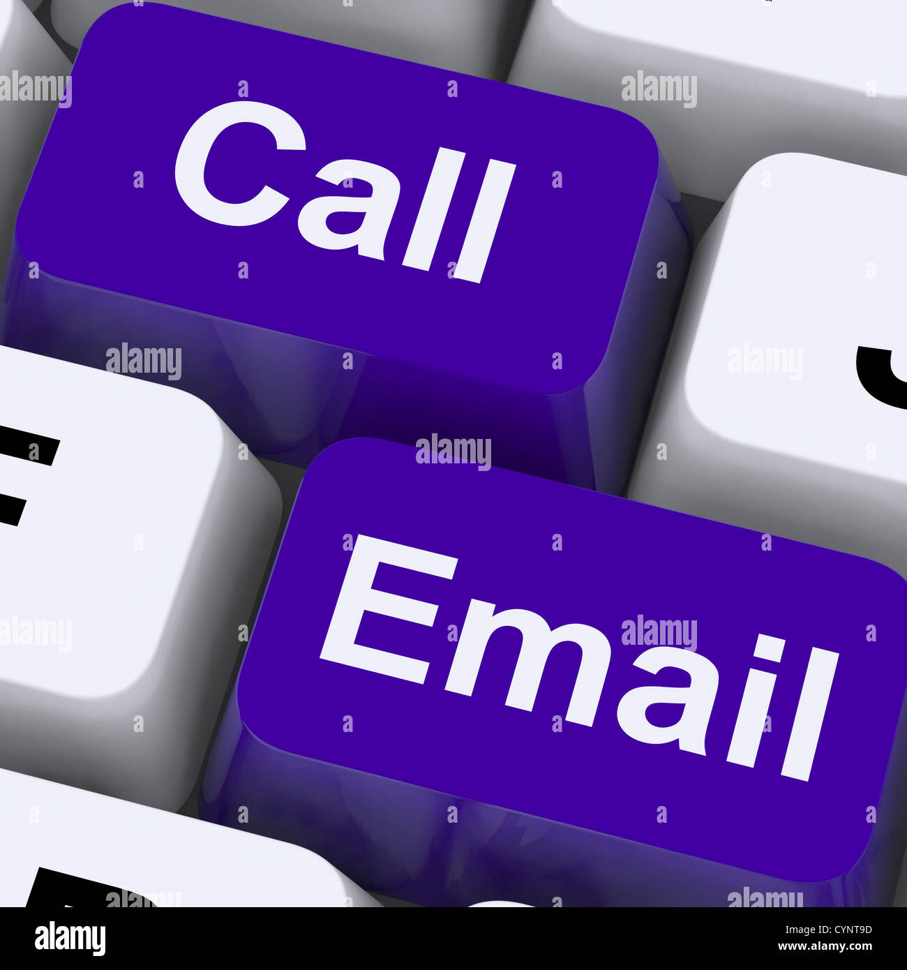 E-Mail und Anruftasten für Online-Kommunikation Stockfoto