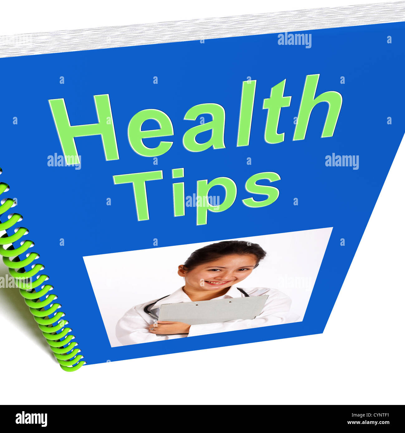 Gesundheits-Tipps Buch zeigt Wohlbefinden oder gesund Stockfoto