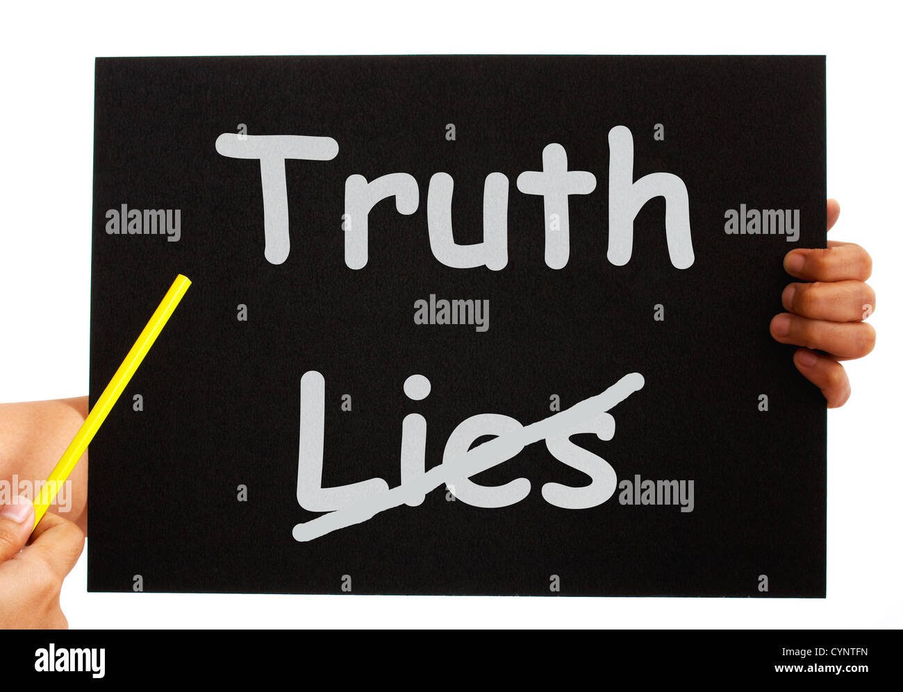 Wahrheit liegt nicht Board zeigt Ehrlichkeit Stockfoto