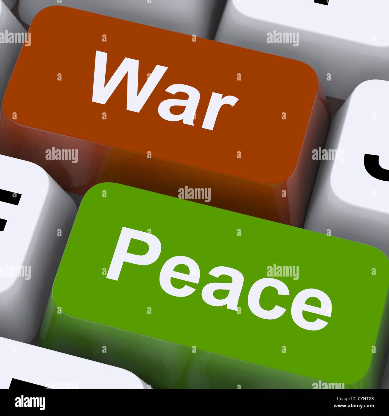 Frieden Krieg Tasten zeigen keine Konflikte oder Aggression Stockfoto