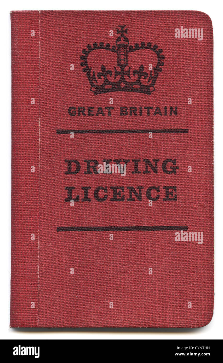 Führerschein UK aus der 1960er Jahre & der 1970er Jahre Stockfoto