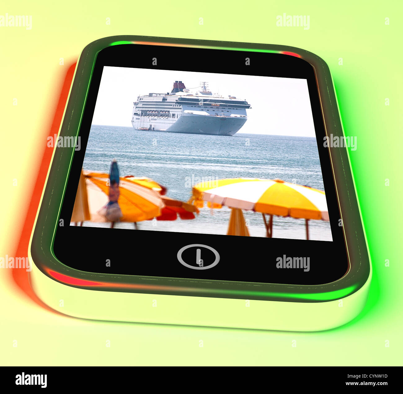 Kreuzfahrt Schiff reisen Foto auf einem Mobiltelefon Stockfoto
