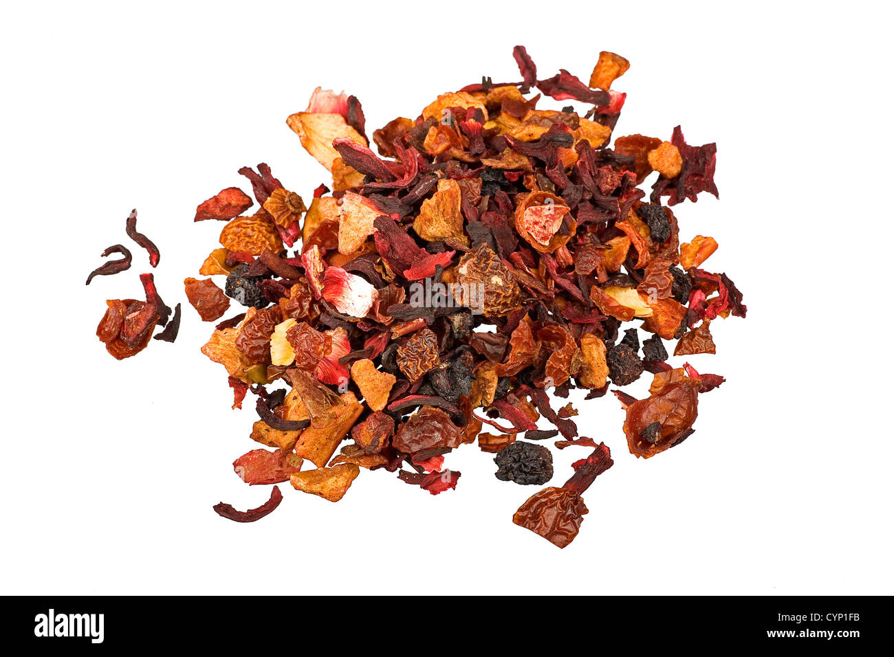 natürliche Trockenfrüchte Tee isoliert auf weißem Hintergrund Stockfoto