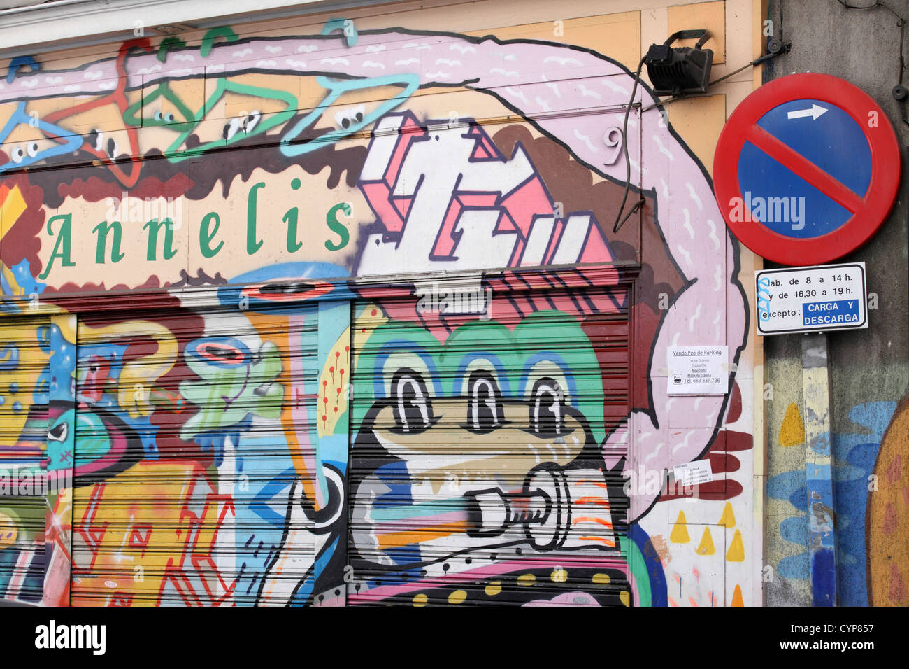 Street-Art, Graffiti, Wand Malerei, Selbstdarstellung, Madrid, Spanien, Espana Stockfoto