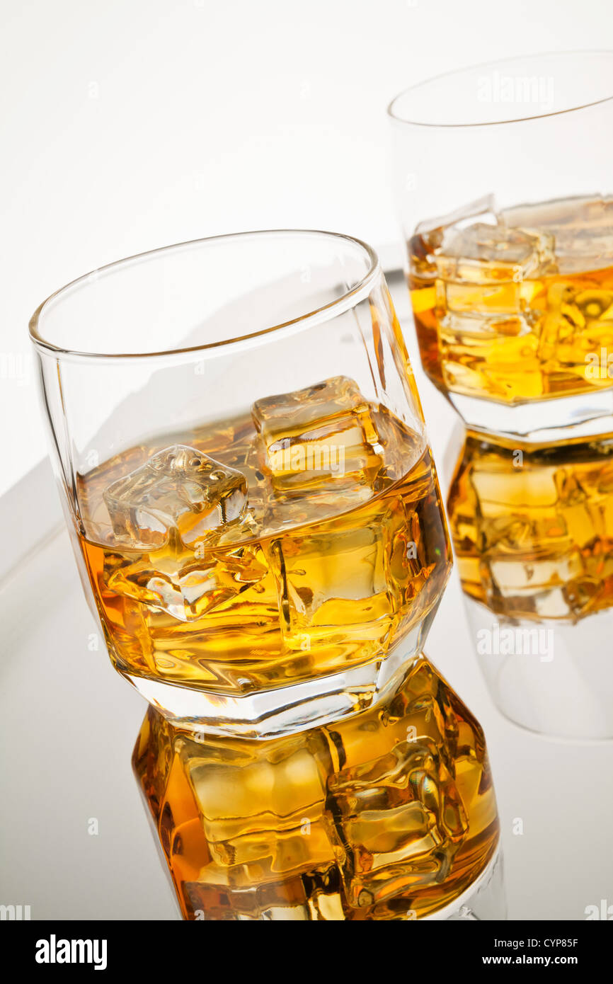Whisky auf Eis. Stockfoto