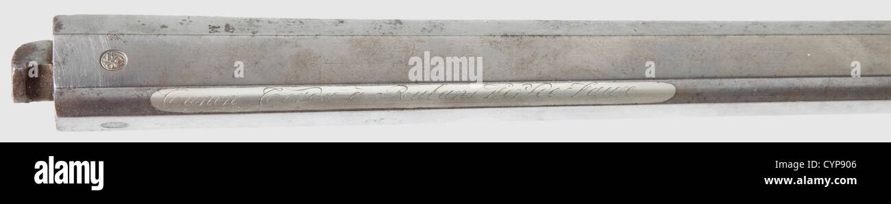 Eine Seite an Seite Schrotflinte,J. Purdey & Sons, London nach 1882. Kal. 16/65, Nr. 21069. Whitworth Stahlfässer, spiegelartige Bohrungen, volle Choke jede, minimale Nutzungsmarken, Inschrift auf Rippe 'J. PURDEY & SONS. AUDLEY HOUSE. SOUTH AUDLEY STREET. LONDON.', britische Nitro-Proof-Marke, weiße Perlenschaukel, Lauflänge 73.5 cm. Intakte Aktion mit Doppelfass Hakenverriegelung, echte Seitenschlösser, Kocking-Indikator, Doppeltrigger, Auswerfer, Rutschsicherheit, unaufdringliche tiefe Bouquet und Scrollwork Mustergravur, Verriegelungshebel mit "K" in Gold eingelegt. Dark English Ölvorrat aus, Zusatzrechte-Clearences-nicht verfügbar Stockfoto