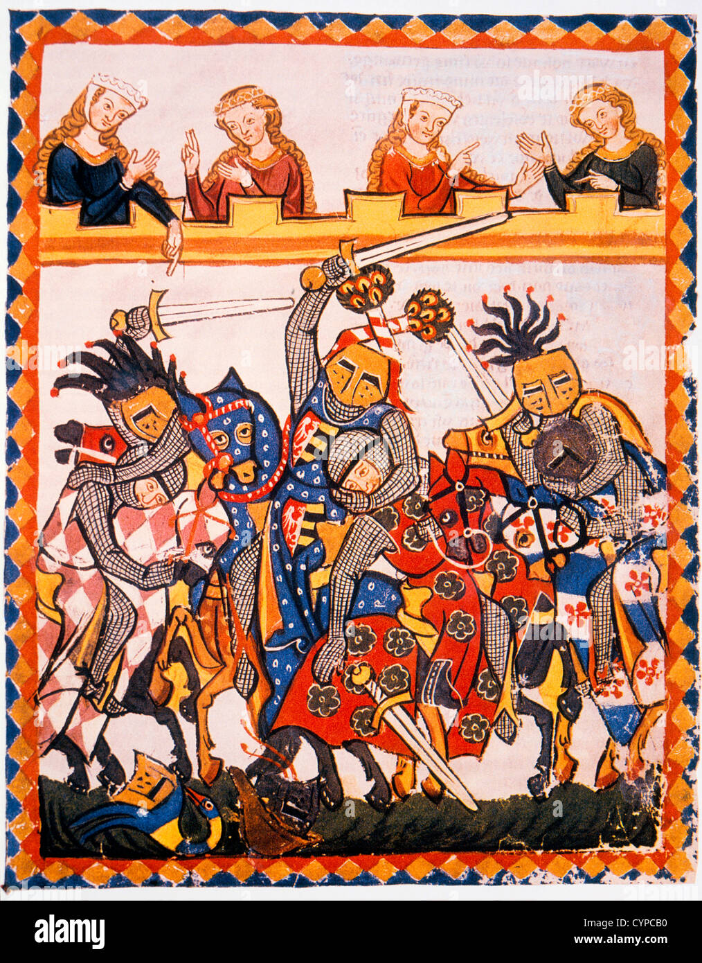 Die Herzöge von Anhalt zu engagieren in einem Turnier, 14. Jahrhundert Stockfoto