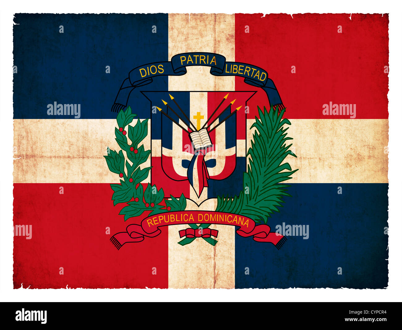Flagge der Dominikanischen Republik im Grunge-Stil erstellt Stockfoto