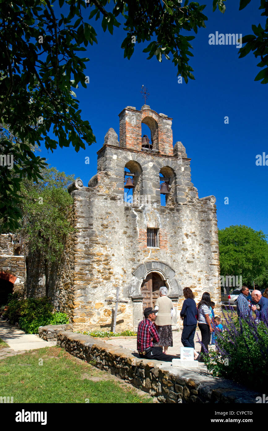 Espada Missionskirche in San Antonio Missionen National Historical Park befindet sich in San Antonio, Texas, USA. Stockfoto