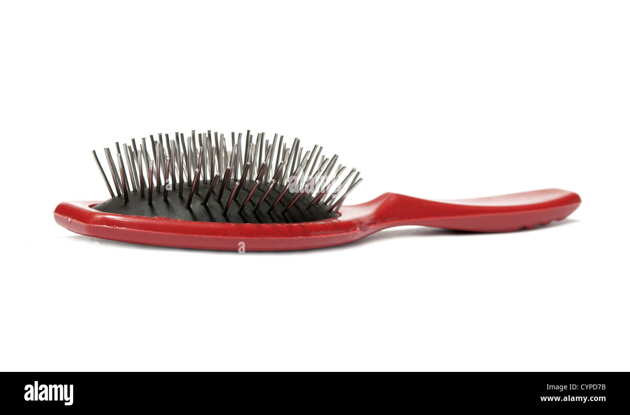 Salon Runde Haarbürste isoliert auf weißem Hintergrund Stockfoto