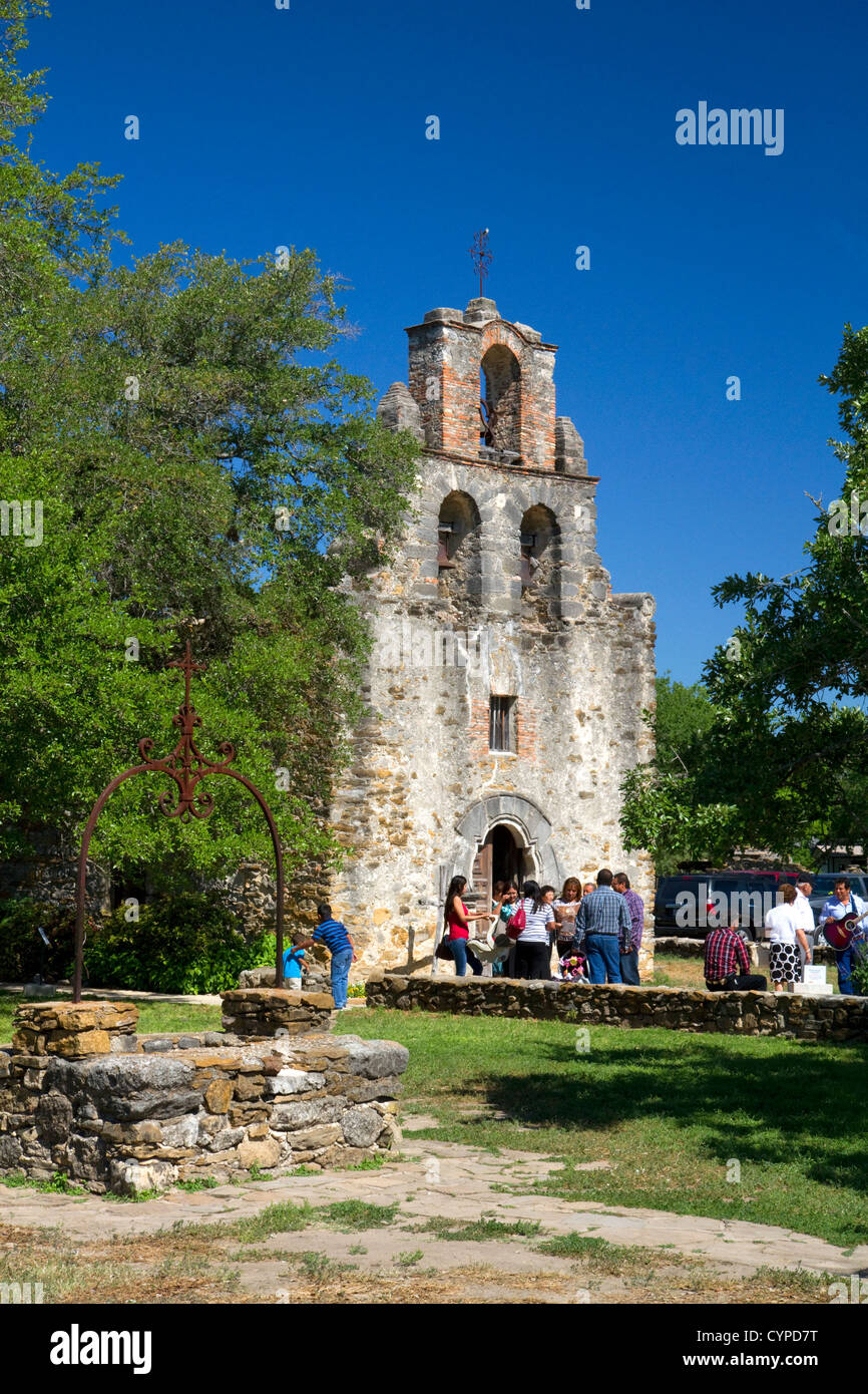 Espada Missionskirche in San Antonio Missionen National Historical Park befindet sich in San Antonio, Texas, USA. Stockfoto