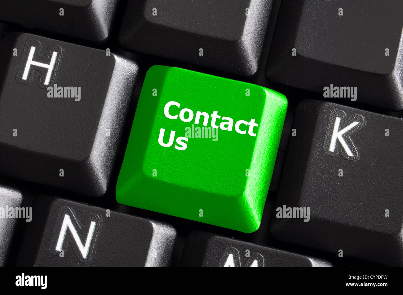 kontaktieren Sie uns oder unterstützen Sie Konzept mit Computer-Tastatur-Taste Stockfoto