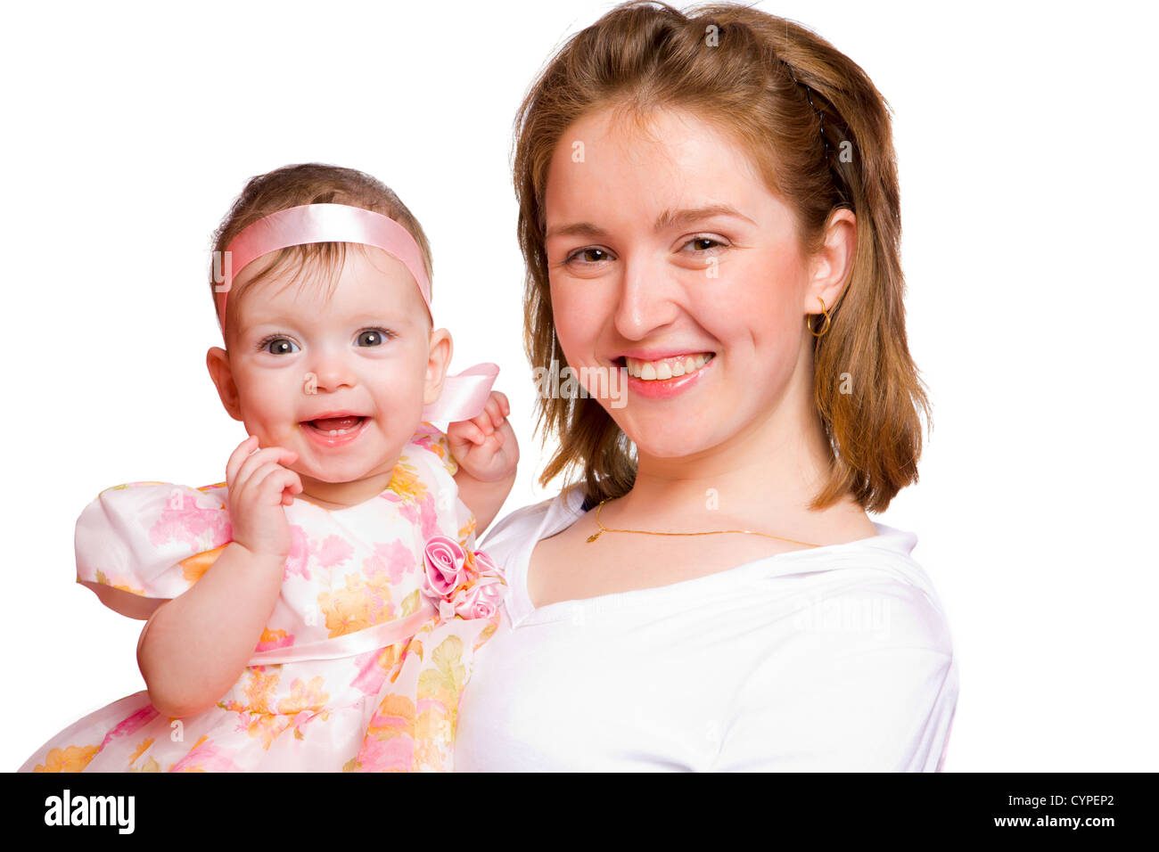 Glückliche Mutter mit sieben Monate Baby betrachten Sie Stockfoto