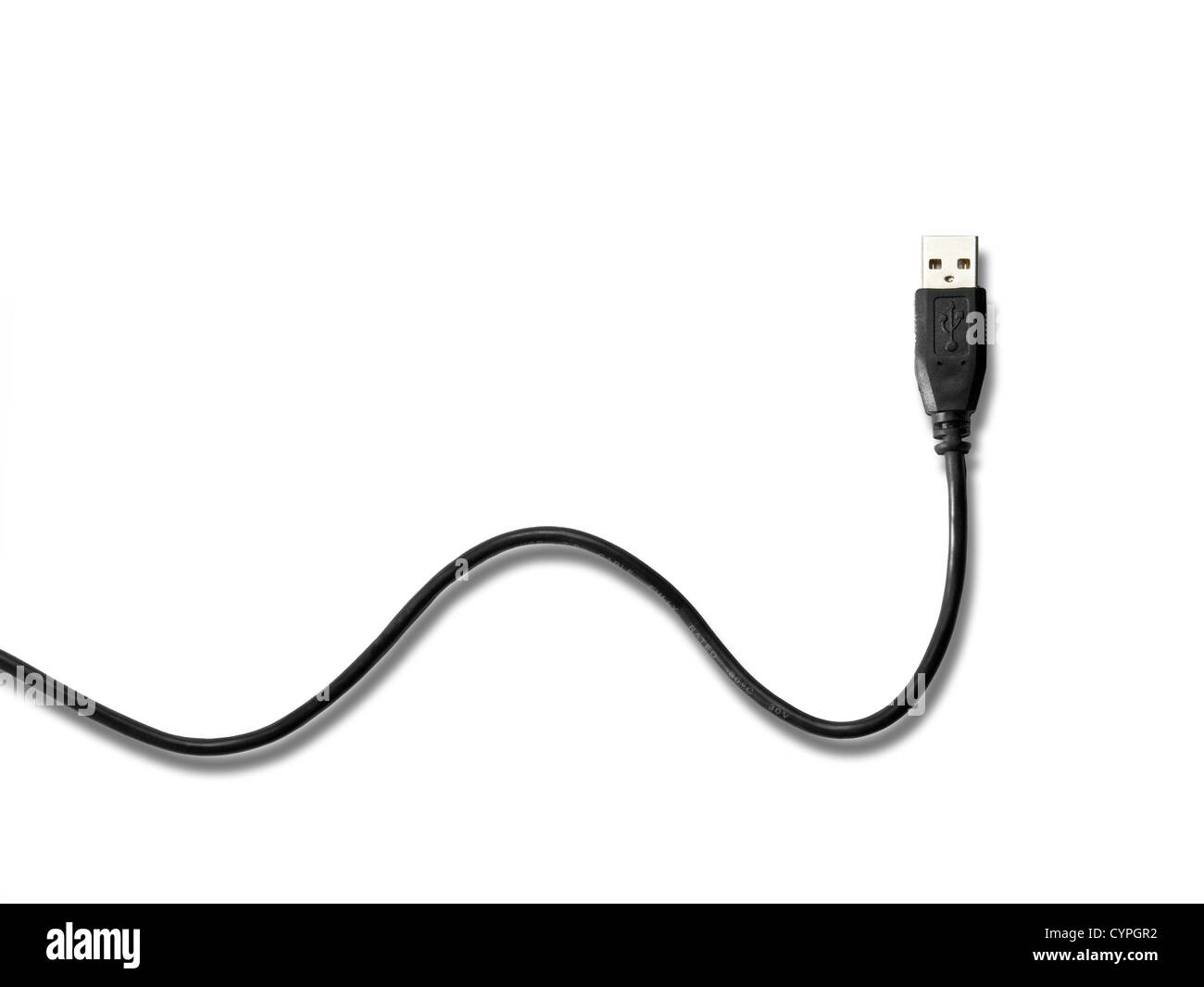 USB-Kabel isoliert auf weiss Stockfoto