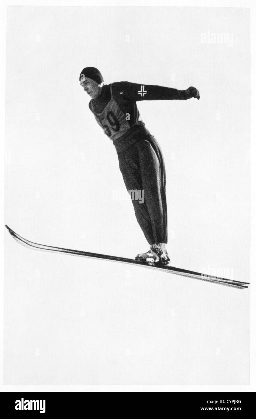 Oddbjørn Hagen, norwegischer Skispringer, 1936 Olympische Winterspiele, Garmisch-Partenkirchen, Deutschland Stockfoto