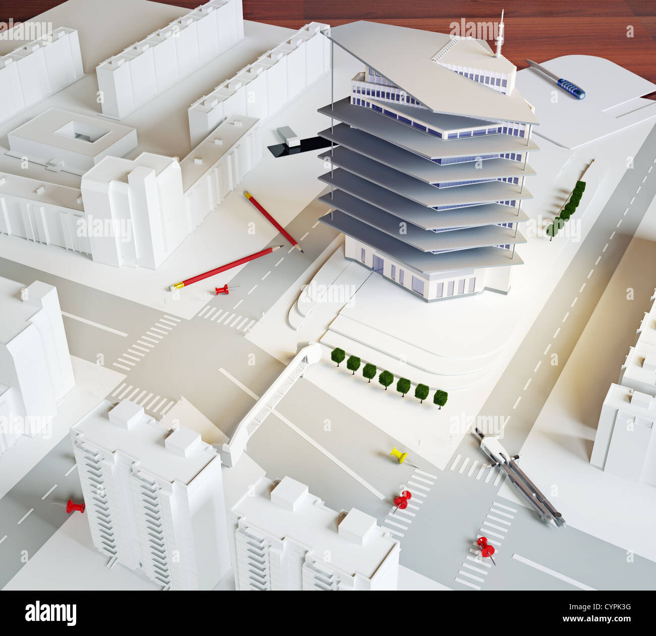 Architekturmodell eines modernen Gebäudes (Abbildung) Stockfoto