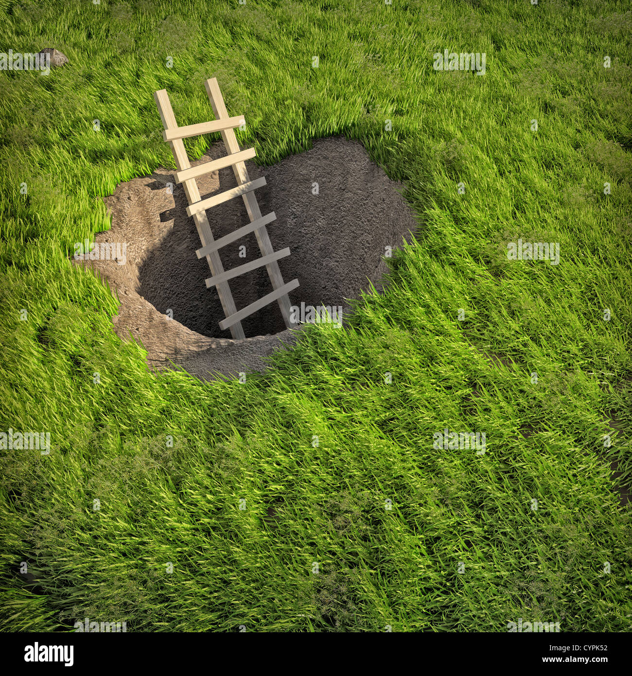 3D Darstellung der Leiter im Boden Loch Stockfoto