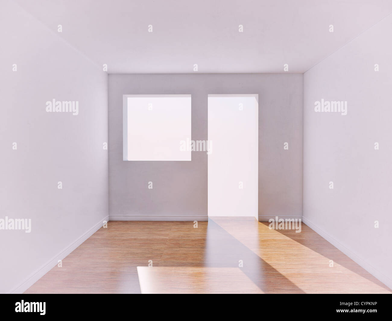 White Room Interior mit Parkettboden (3D) Stockfoto