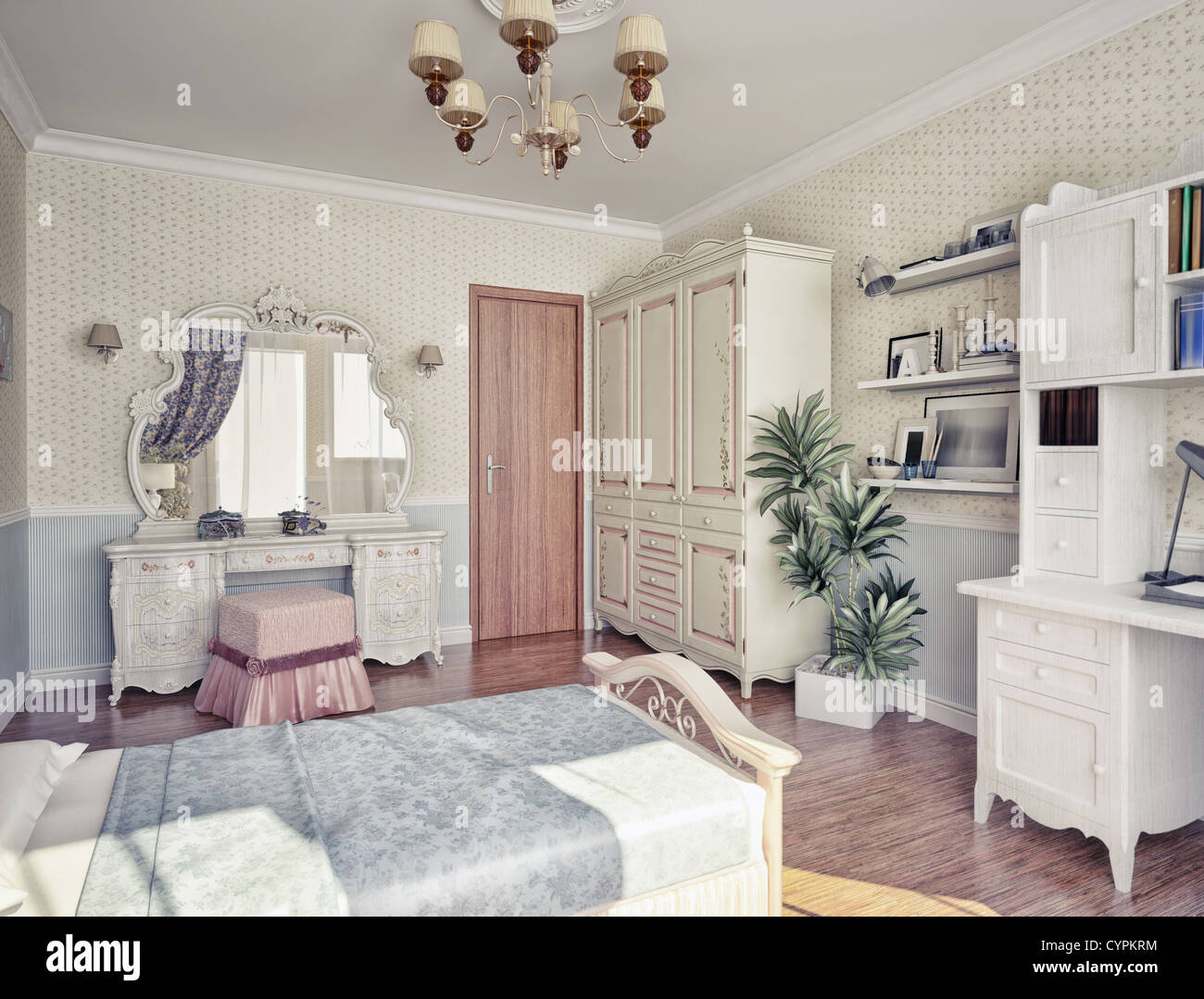 Kinder Luxus Zimmer innen 3D-Bild Stockfoto