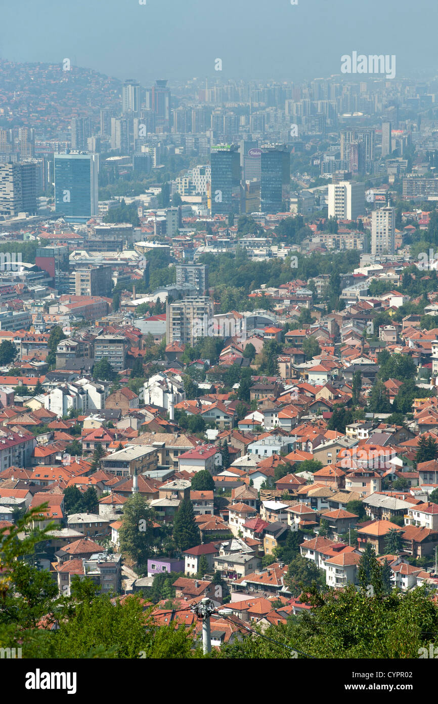 Blick über Sarajevo, das Kapital Stadt von Bosnien und Herzegowina. Stockfoto