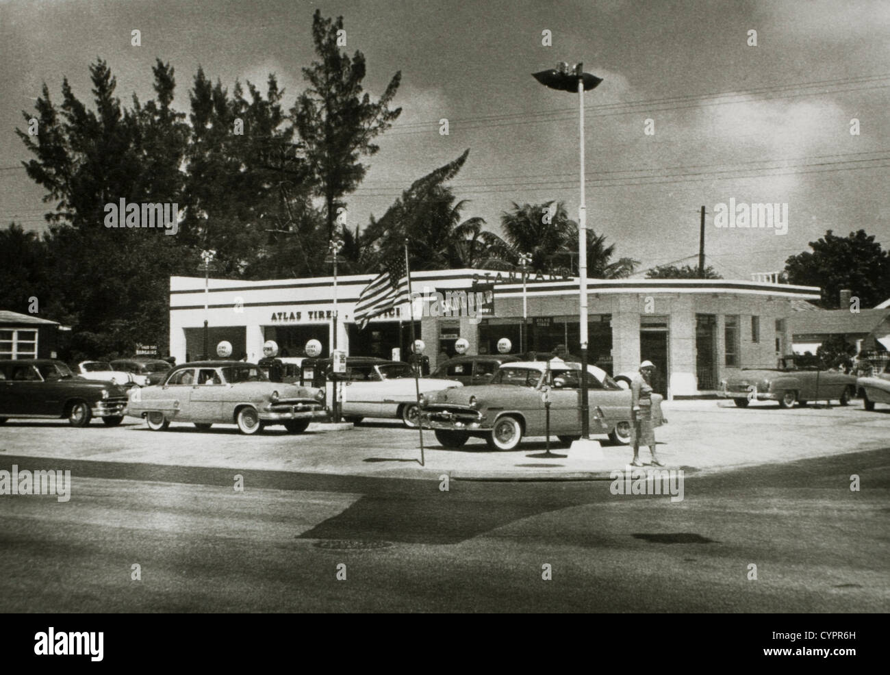 Tankstelle, Madison, Wisconsin, USA, um 1950 Stockfoto