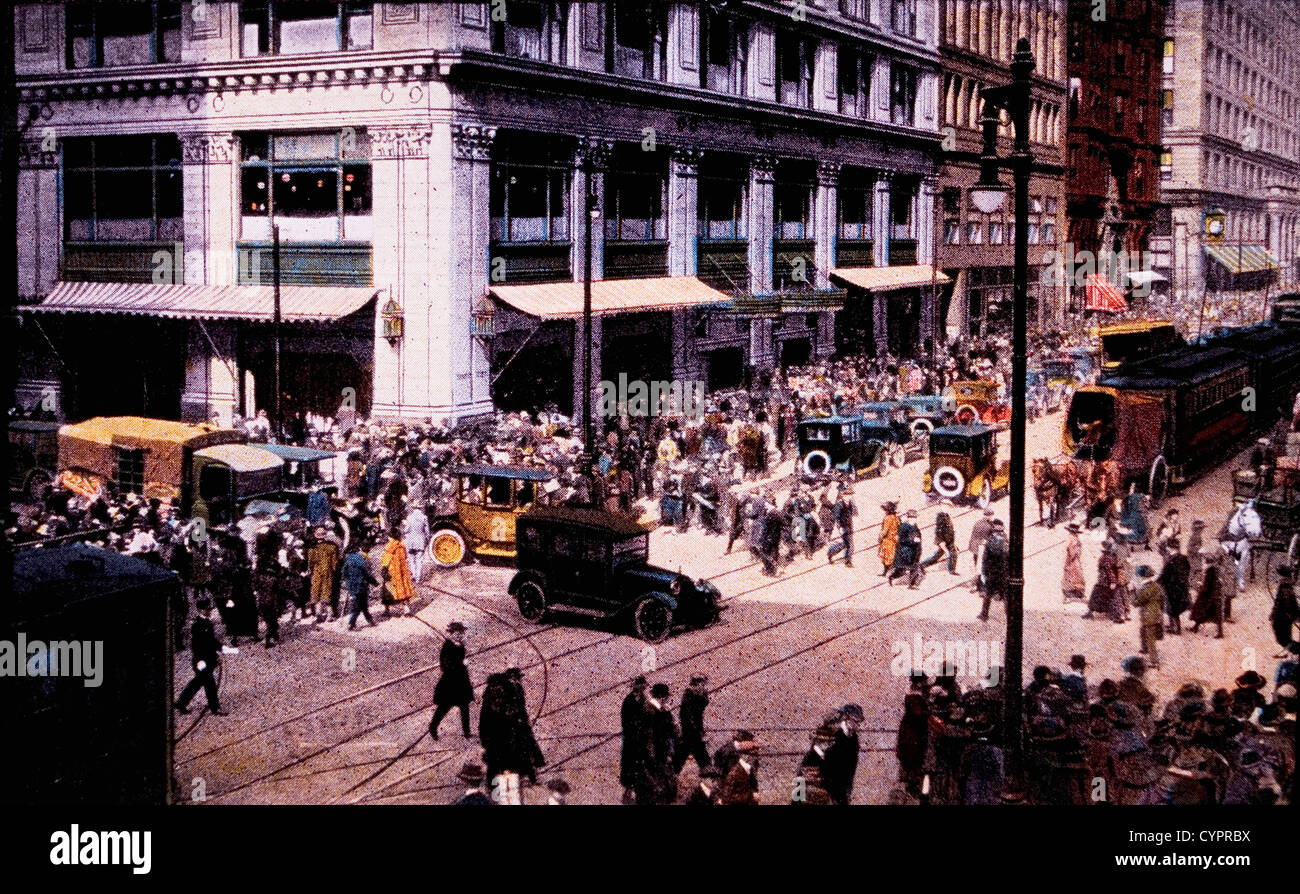 Zustand & Madison Straße, Chicago, Illinois, USA, 1915 Stockfoto