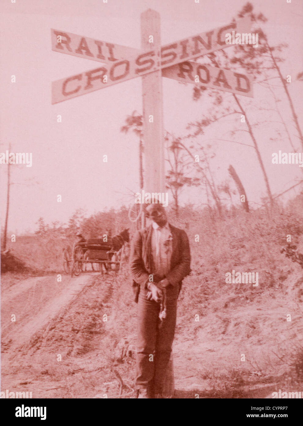 Man Gelyncht am Bahnübergang, Orangeburg, South Carolina, USA, Eiweißstoff Foto, 1897 Stockfoto